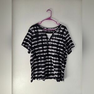 Erika Black and White Tie-Dye Women's Top